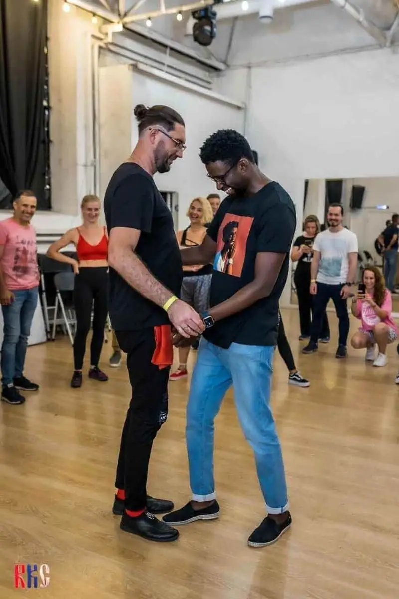Workshop moment — partner work with Dawou Tarraxo